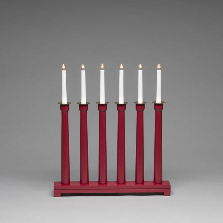 Adventstake 6 armet metall-Julebelysning adventsstake-Konstsmide-Rød-3976-510-Lightup.no