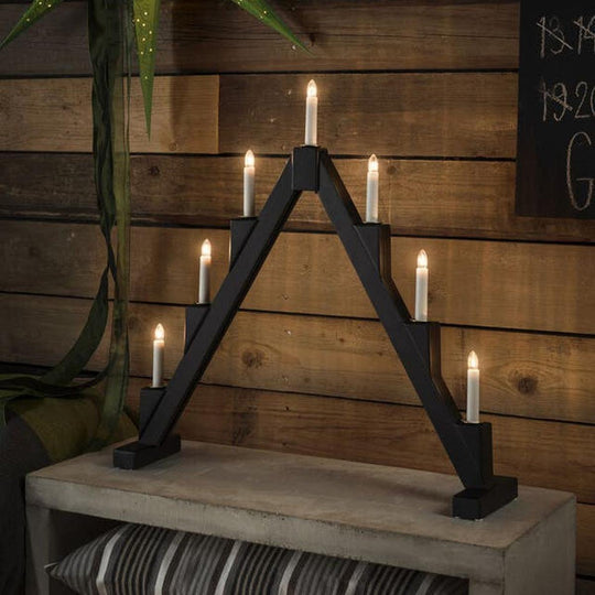 Adventstake 7 armet sammenleggbar-Julebelysning adventsstake-Konstsmide-Svart / Messing-3590-710-Lightup.no