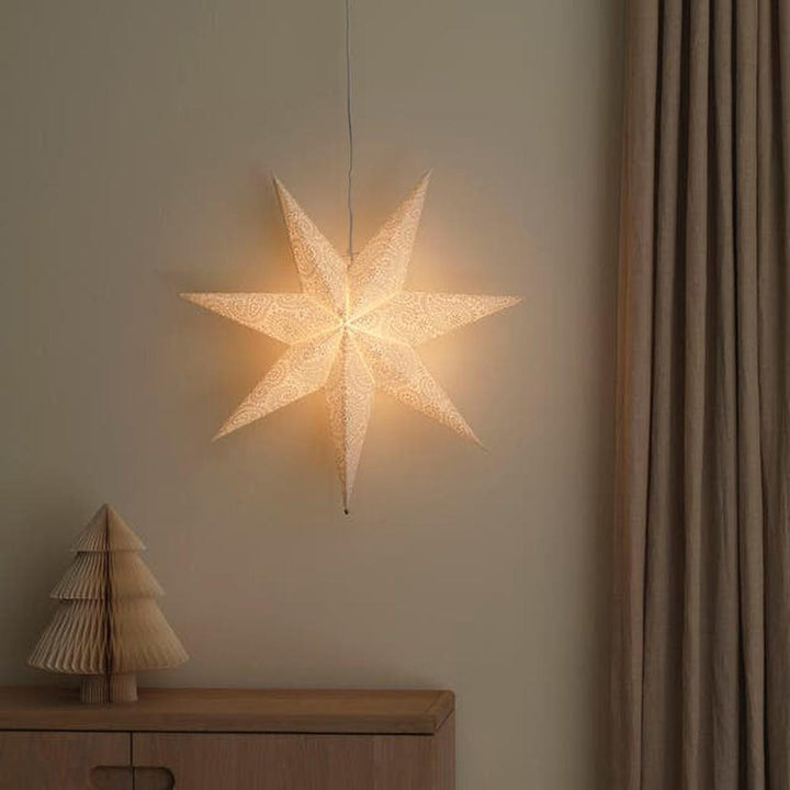 Adventstjerne 60 cm med broderi-Julebelysning adventstjerne-Konstsmide-Hvit-5934-200-Lightup.no