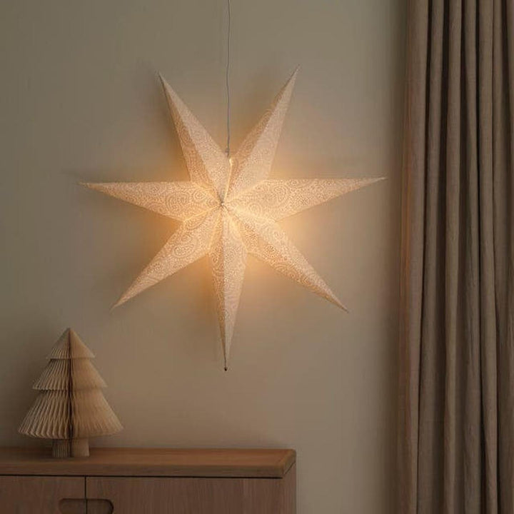 Adventstjerne 80 cm med broderi-Julebelysning adventstjerne-Konstsmide-Hvit-5935-200-Lightup.no