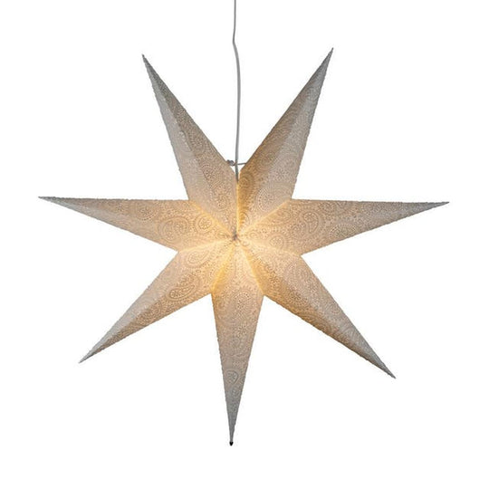 Adventstjerne 80 cm med broderi-Julebelysning adventstjerne-Konstsmide-Hvit-5935-200-Lightup.no