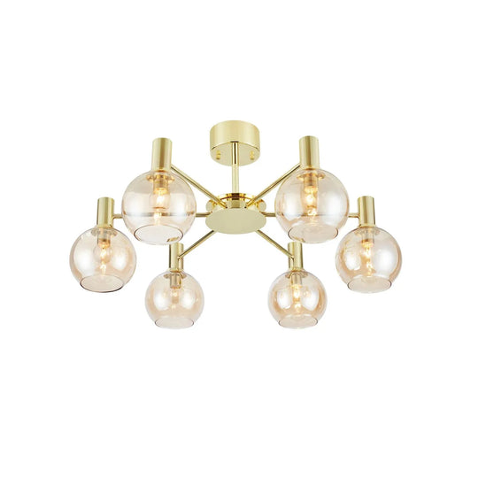 Ambra taklampe 6-lys-Taklamper-Marksløjd-Messing / Amber-Mrk-109152-Lightup.no