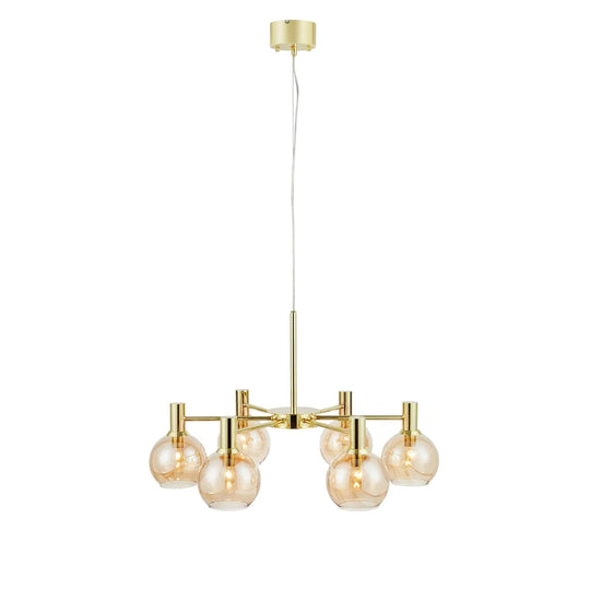 Ambra takpendel 6-lys-Takpendler-Marksløjd-Messing / Amber-Mrk-109153-Lightup.no