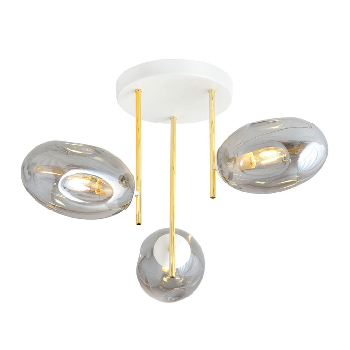Argo taklampe 3-lys-Taklamper-Emibig-Svart/Gull/Røykfarget-1274/3-Lightup.no