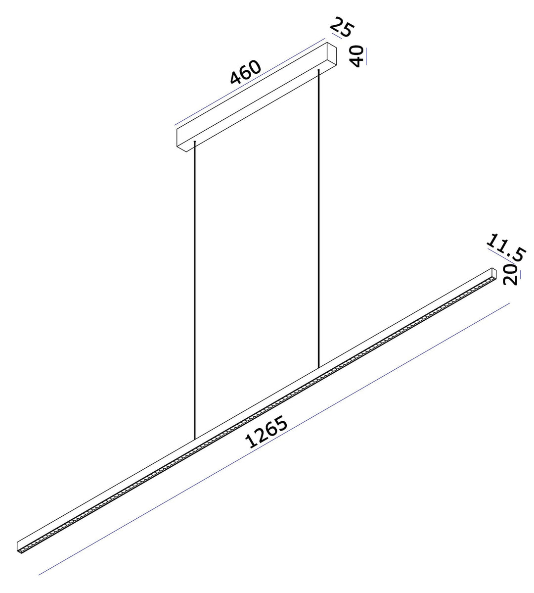 Ariel takpendel 126 cm 45W 3000 kelvin - Dimbar-Takpendler-NorDesign-KQ Bronse-371263021-Lightup.no