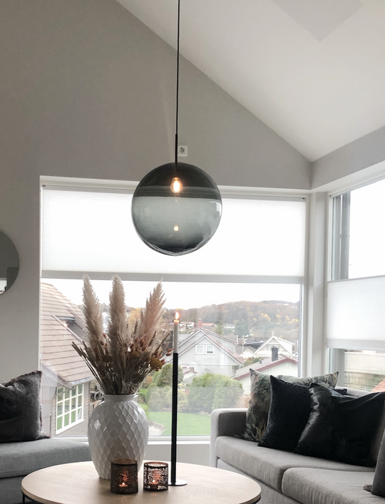 Arkivlampe 4014 50 cm - Grå - Sort-Takpendler-Hadeland Glassverk-Grå-Hak__HG500-4014-2233-Sort-Lightup.no