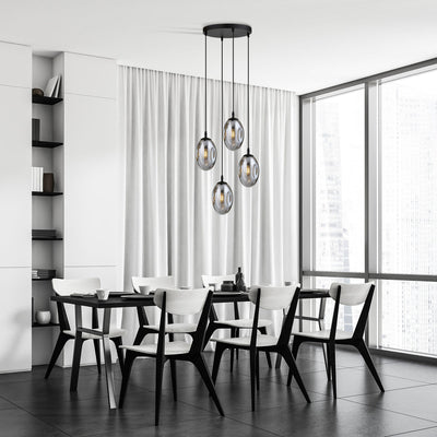 Astral rondell takpendel 4-lys - Svart/Røykfarget-Takpendler-Emibig-1266/4PREM-Lightup.no