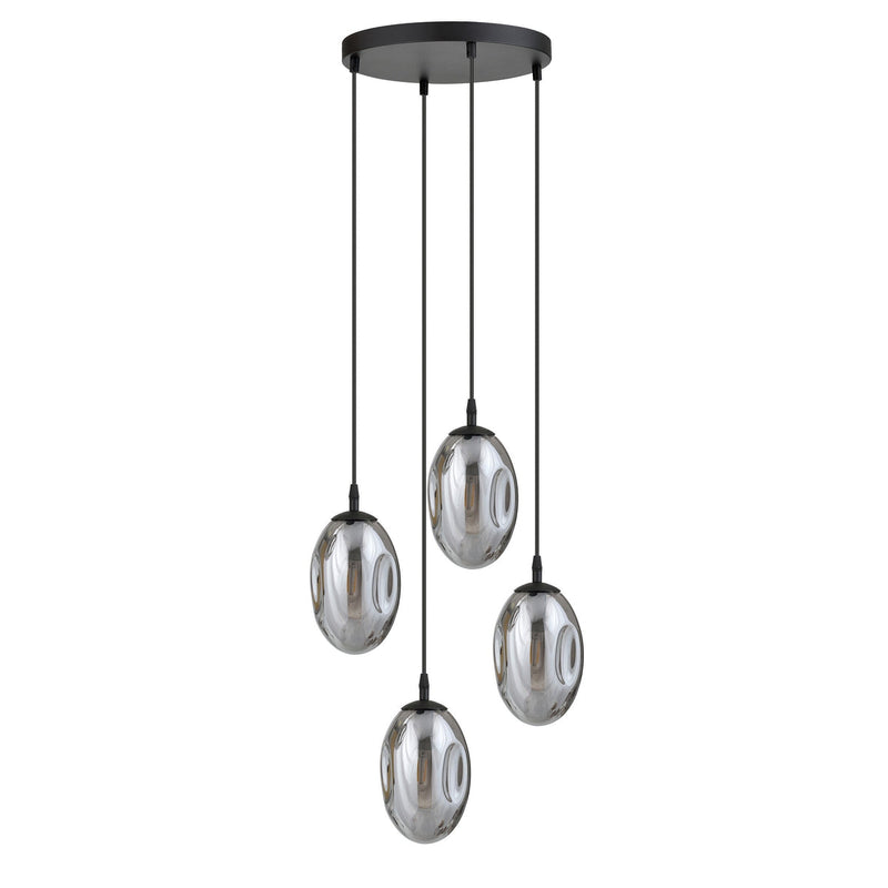 Astral rondell takpendel 4-lys - Svart/Røykfarget-Takpendler-Emibig-1266/4PREM-Lightup.no