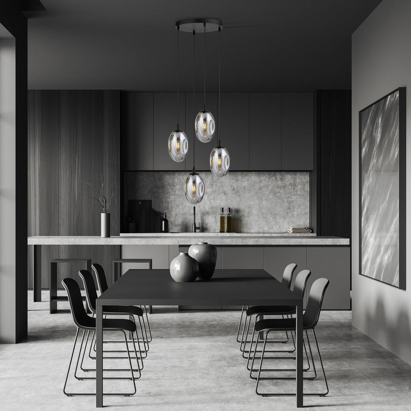 Astral rondell takpendel 4-lys - Svart/Røykfarget-Takpendler-Emibig-1266/4PREM-Lightup.no