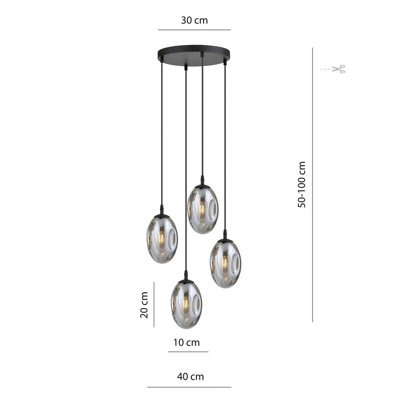 Astral rondell takpendel 4-lys - Svart/Røykfarget-Takpendler-Emibig-1266/4PREM-Lightup.no