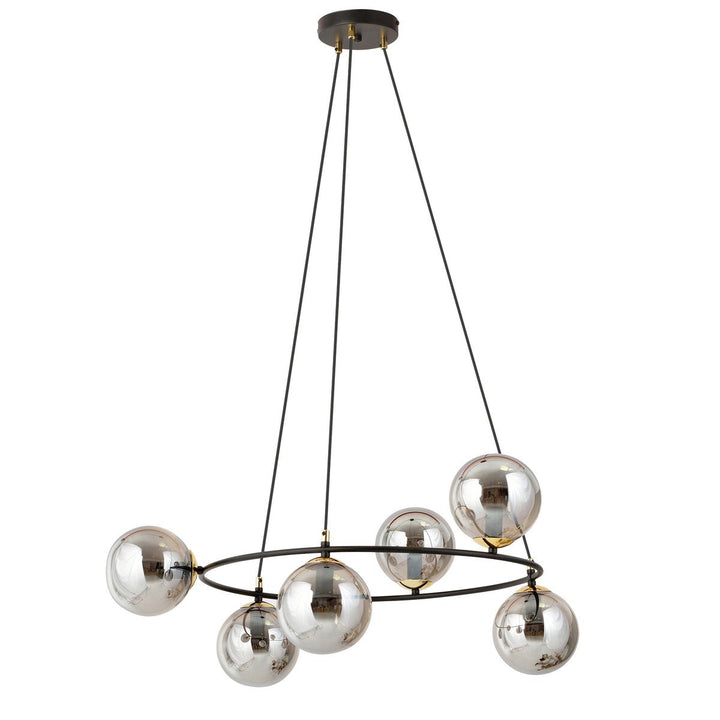 Azura takpendel 6-lys-Takpendler-Emibig-Svart/Opal-1295/6-Lightup.no