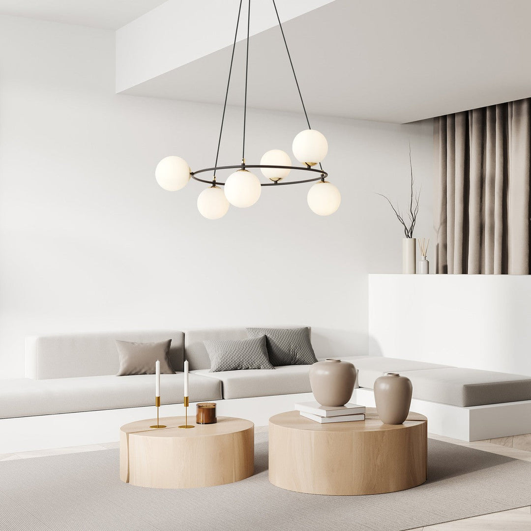 Azura takpendel 6-lys-Takpendler-Emibig-Svart/Opal-1295/6-Lightup.no