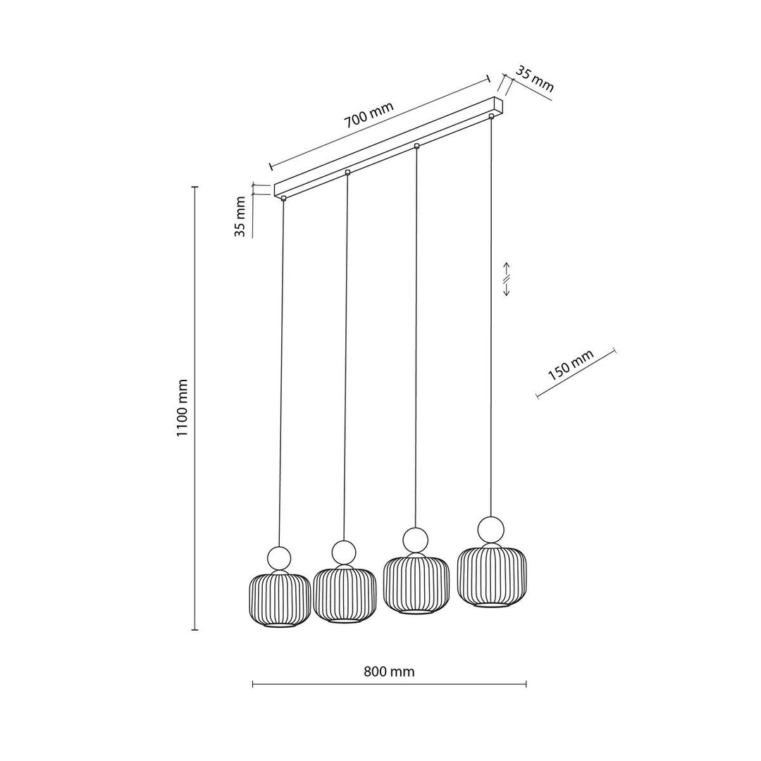 Ballo takpendel 4-lys-Takpendler-TK Lighting-Hvit / Trefarget-TK-11051-Lightup.no