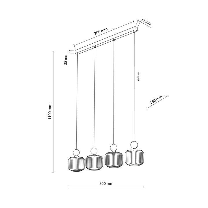 Ballo takpendel 4-lys-Takpendler-TK Lighting-Hvit / Trefarget-TK-11051-Lightup.no
