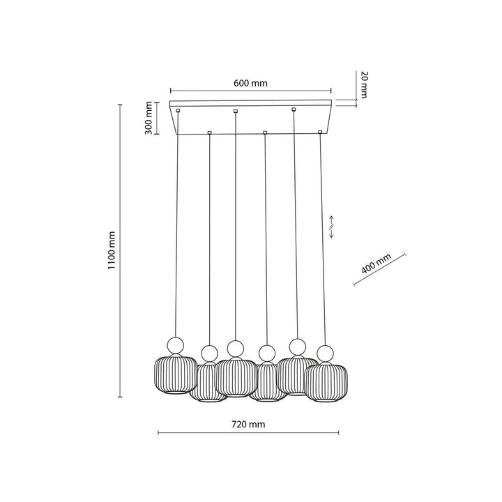 Ballo takpendel 6-lys-Takpendler-TK Lighting-Hvit / Trefarget-TK-11052-Lightup.no