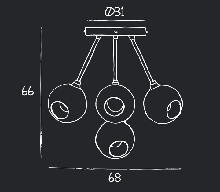 Ballroom Molecule taklampe - messing base/lilla glass-Takpendler-Design by Us-Messing / Lilla-Des__22725-Lightup.no
