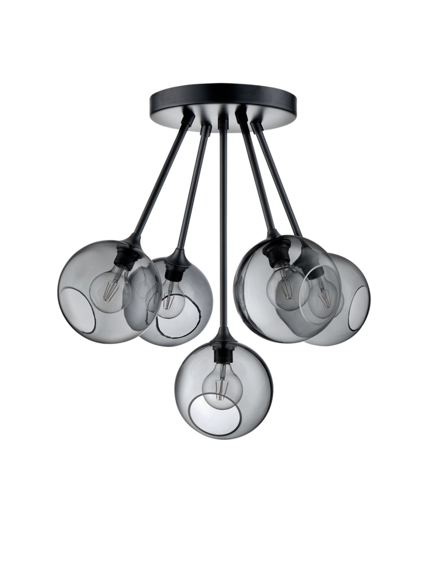 Ballroom Molecule taklampe - svart base/grå glass-Takpendler-Design by Us-Des__22728-Lightup.no