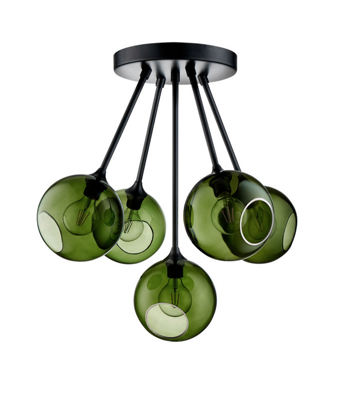 Ballroom Molecule taklampe - svart base/grønn glass-Takpendler-Design by Us-Svart / Grønn-Des__22727-Lightup.no