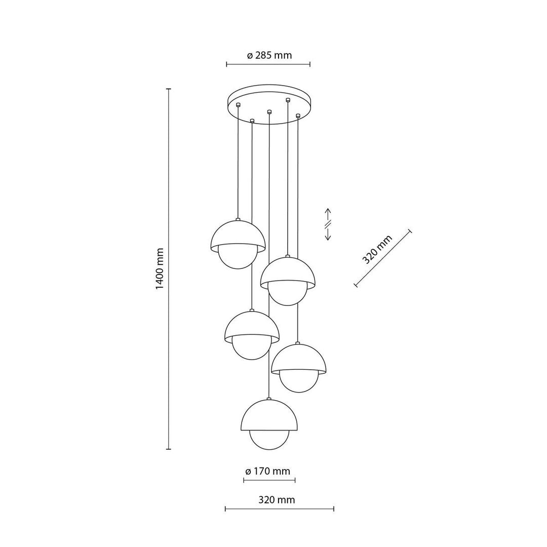 Bono takpendel 5-lys-Takpendler-TK Lighting-Gul-TK-10268-Lightup.no