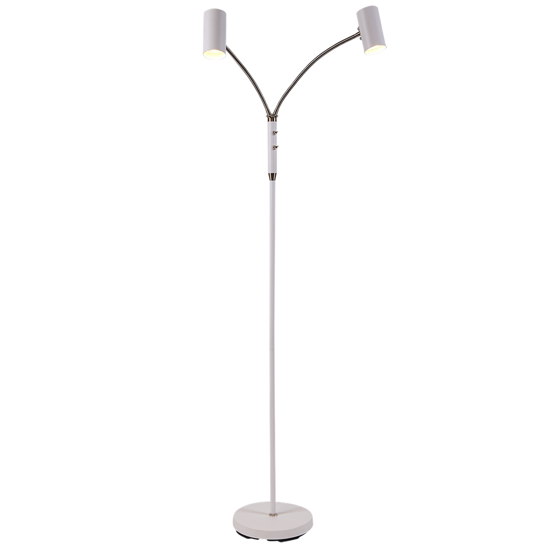 Brasil gulvlampe 140 cm 2-lys-Gulvlamper-Ms - belysning-Hvit/Nikkel-9400000214-Lightup.no