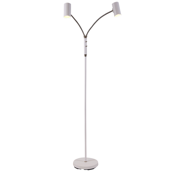 Brasil gulvlampe 140 cm 2-lys-Gulvlamper-Ms - belysning-Hvit/Nikkel-9400000214-Lightup.no