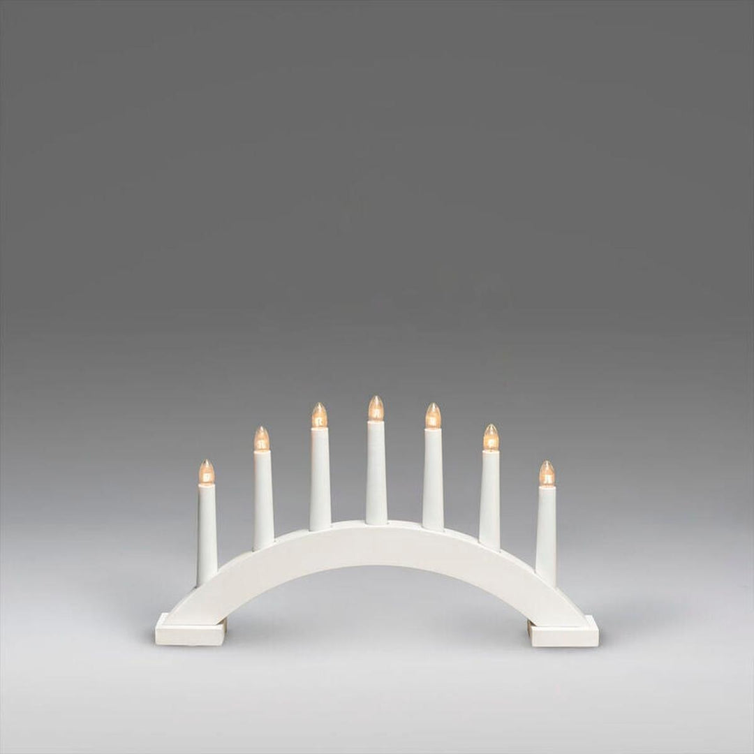 Buet adventsstake 7 lys i tre-Julebelysning adventsstake-Konstsmide-Hvit-3972-210-Lightup.no