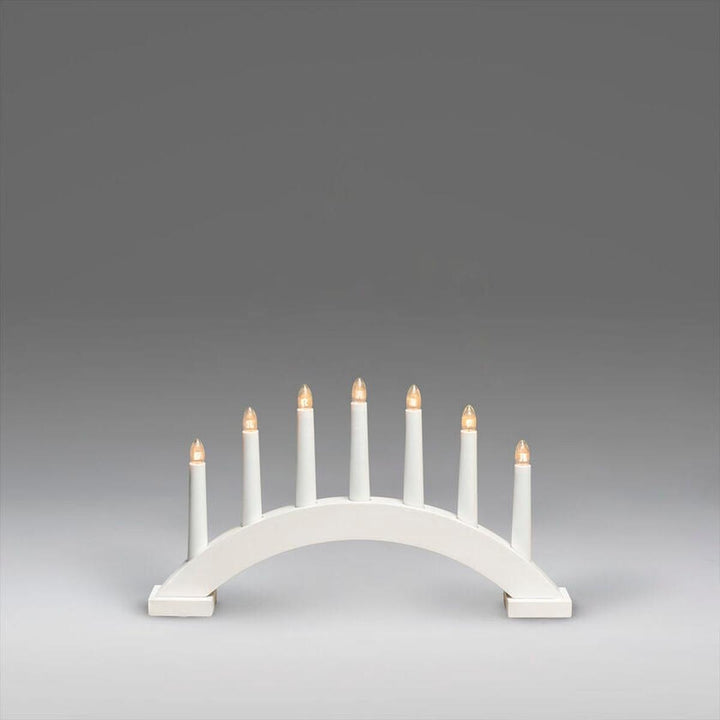 Buet adventsstake 7 lys i tre-Julebelysning adventsstake-Konstsmide-Hvit-3972-210-Lightup.no