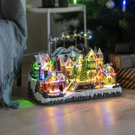 By med flyvende rensdyr, nisse og musikk LED-Julebelysning dekor og pynt-Konstsmide-Flerfarget-4256-000-Lightup.no