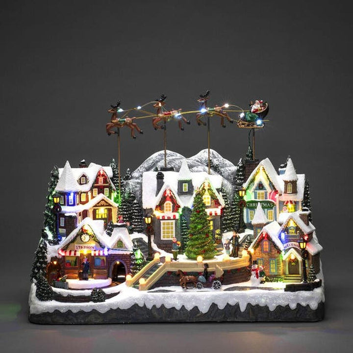 By med flyvende rensdyr, nisse og musikk LED-Julebelysning dekor og pynt-Konstsmide-Flerfarget-4256-000-Lightup.no