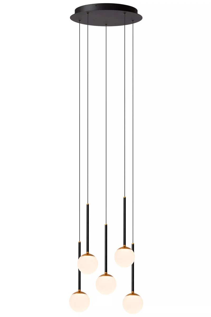 Calina takpendel 5 x 8,2W 2560 Kelvin - Dimbar-Takpendler-Lucide-Svart / Hvit-LC24404/35/30-Lightup.no