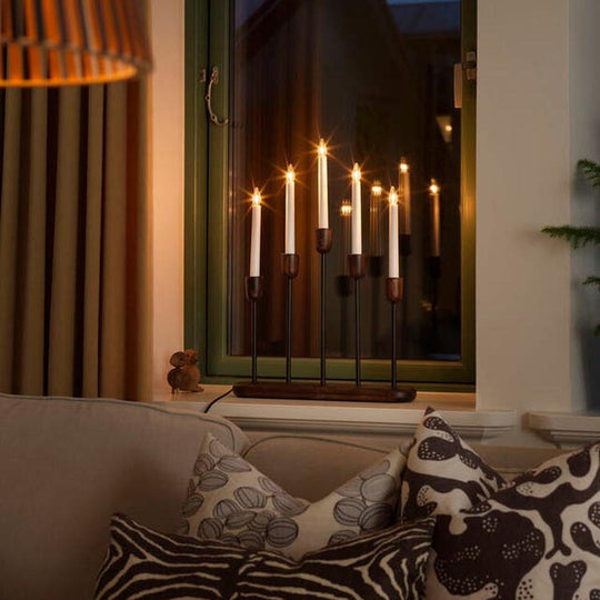 Campden adventstake 5 armet-Julebelysning adventsstake-Konstsmide-Valnøtt-3939-670-Lightup.no