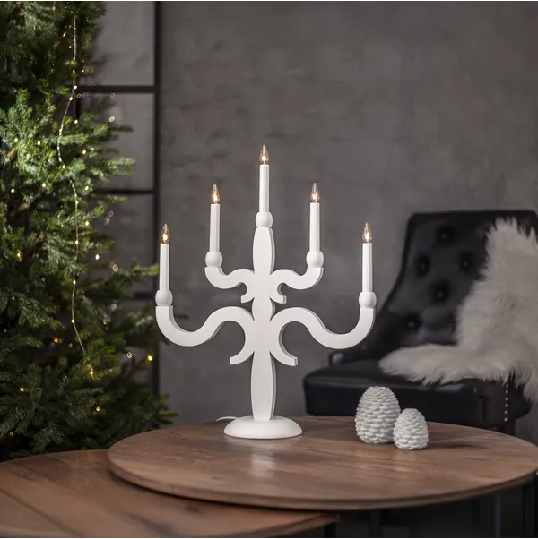 Canna adventsstake 5-lys-Julebelysning adventsstake-Star Trading-Hvit-156-00-Lightup.no