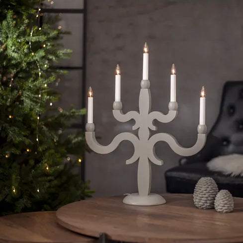 Canna adventsstake 5-lys-Julebelysning adventsstake-Star Trading-Beige-156-01-Lightup.no