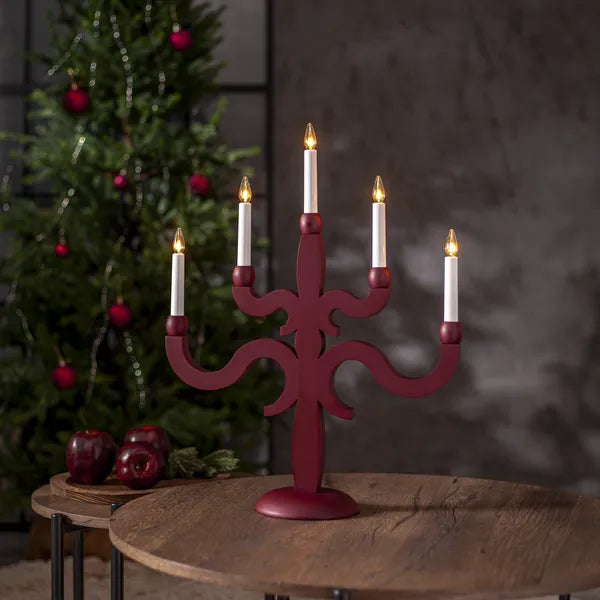 Canna adventsstake 5-lys-Julebelysning adventsstake-Star Trading-Rød-156-02-Lightup.no