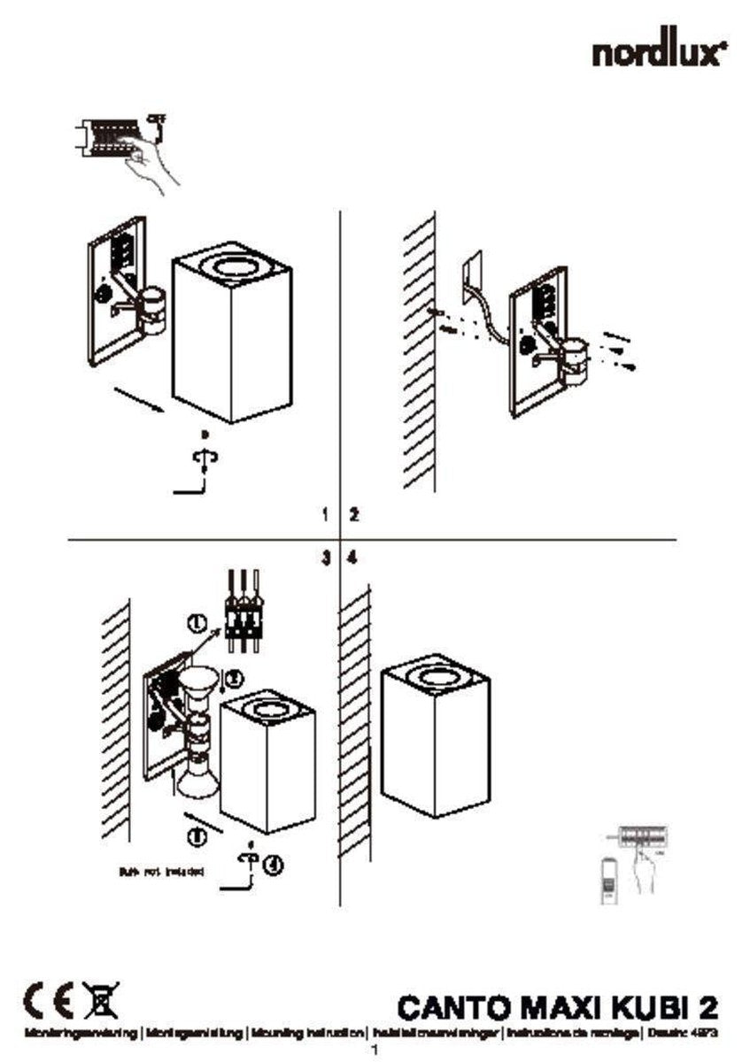 Canto Maxi kubi 2 utelampe-Utebelysning vegg opp og ned-Nordlux-Galvanisert stål-49731031-Lightup.no