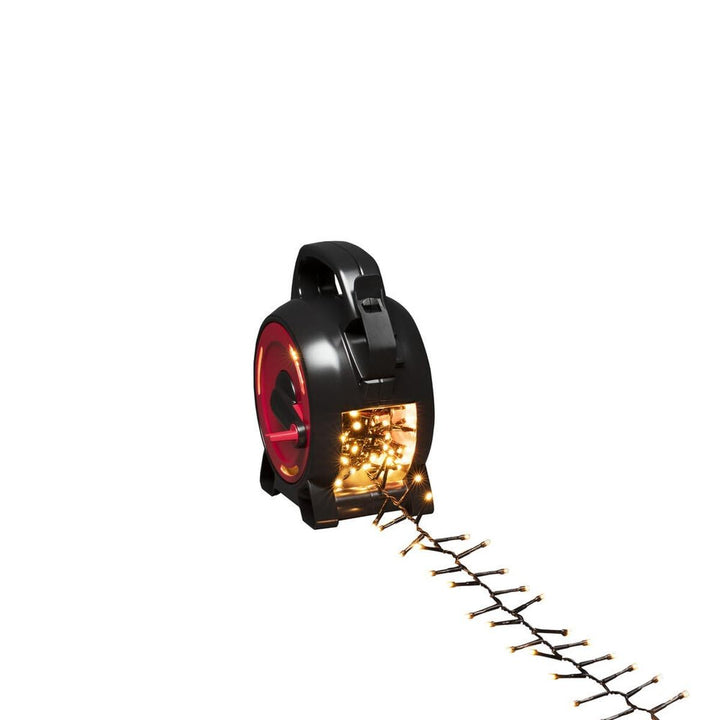 Cluster-lysslynge på kabeltrommel – 300 LED – Amber-Julebelysning juletrelys ute-Konstsmide-Svart/rød-3843-800-Lightup.no