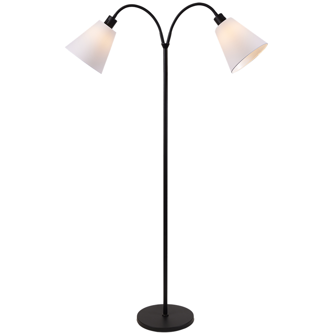 Connie gulvlampe 2 lys med lampeskjerm-Gulvlamper-Ms - belysning-Stål/Svart-9400504114+9400000115-Lightup.no