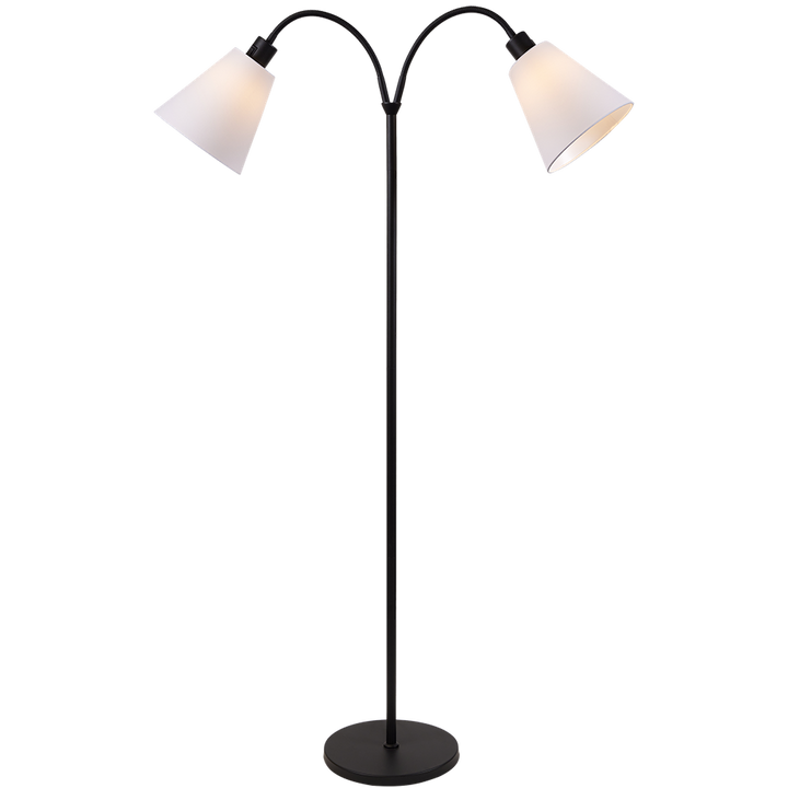 Connie gulvlampe 2 lys med lampeskjerm-Gulvlamper-Ms - belysning-Stål/Svart-9400504114+9400000115-Lightup.no