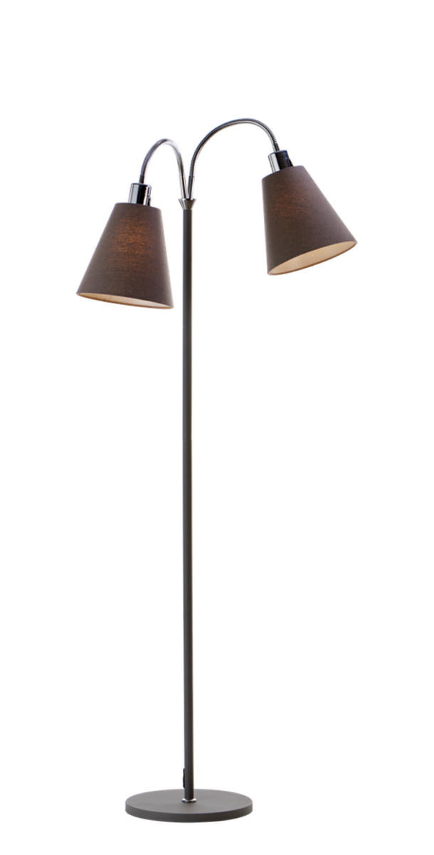 Connie gulvlampe 2 lys med lampeskjerm-Gulvlamper-Ms - belysning-Stål/Svart-9400504114+9400000115-Lightup.no