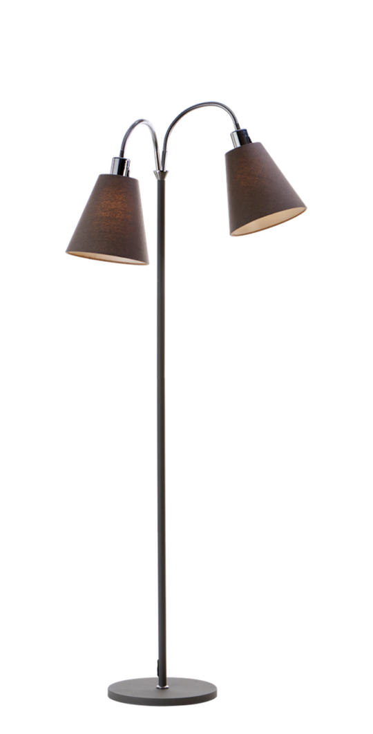 Connie gulvlampe 2 lys med lampeskjerm-Gulvlamper-Ms - belysning-Stål/Svart-9400504114+9400000115-Lightup.no