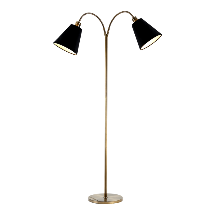 Connie gulvlampe 2 lys med lampeskjerm-Gulvlamper-Ms - belysning-Stål/Svart-9400504114+9400000115-Lightup.no