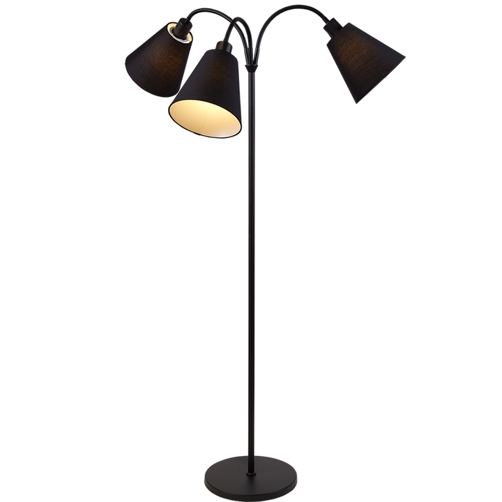 Connie gulvlampe 3 lys med lampeskjerm-Gulvlamper-Ms - belysning-Svart/Hvit-9400504231+9400683403-Lightup.no