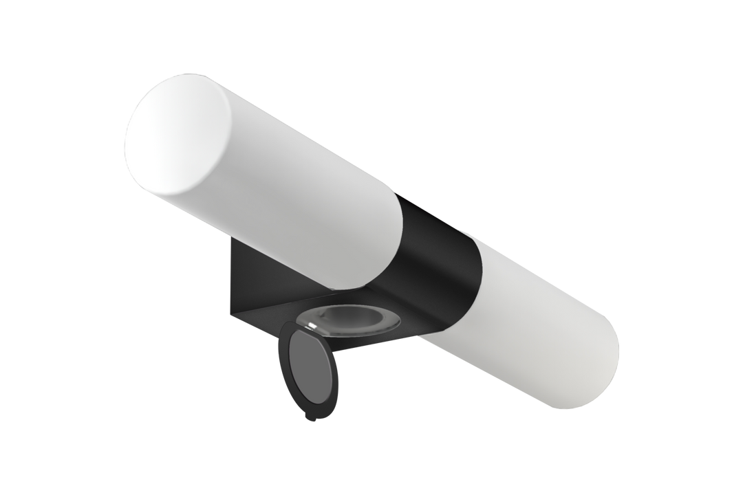 Cosenza dobbel baderomslampe med stikkontakt-Baderomsbelysning vegglamper-Aneta Lighting-Krom / Frostet-10432-20-Lightup.no