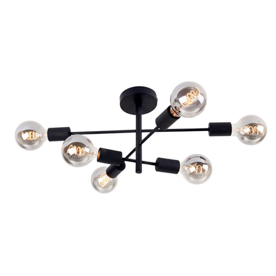 Cross taklampe 6 lys - Svart-Taklamper-Ms - belysning-9400305221-Lightup.no
