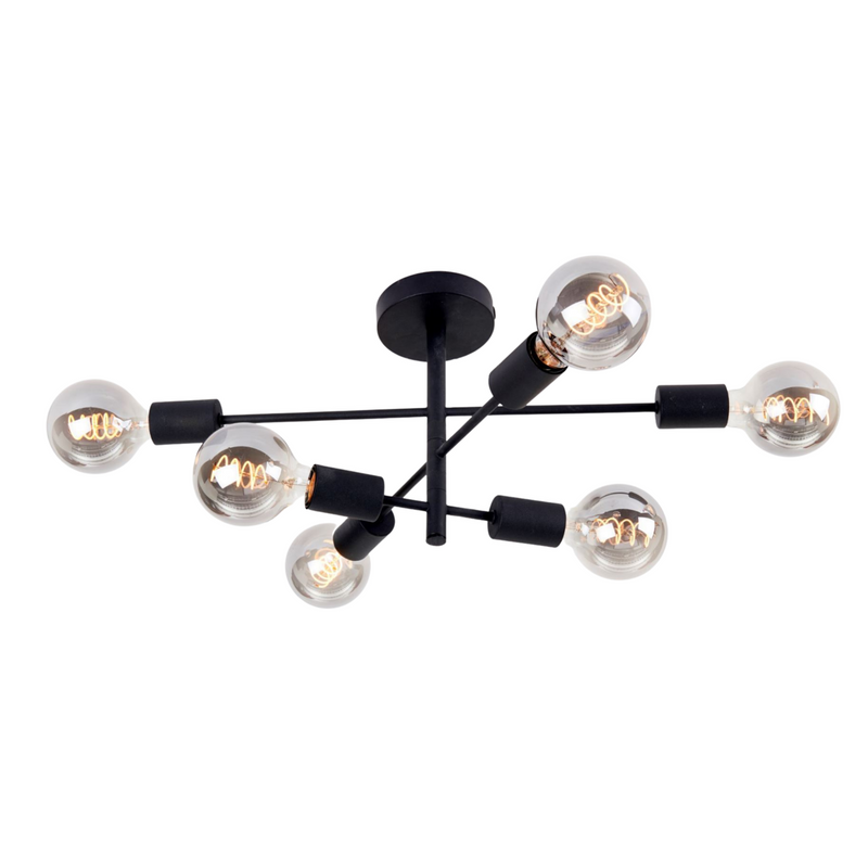 Cross taklampe 6 lys - Svart-Taklamper-Ms - belysning-9400305221-Lightup.no