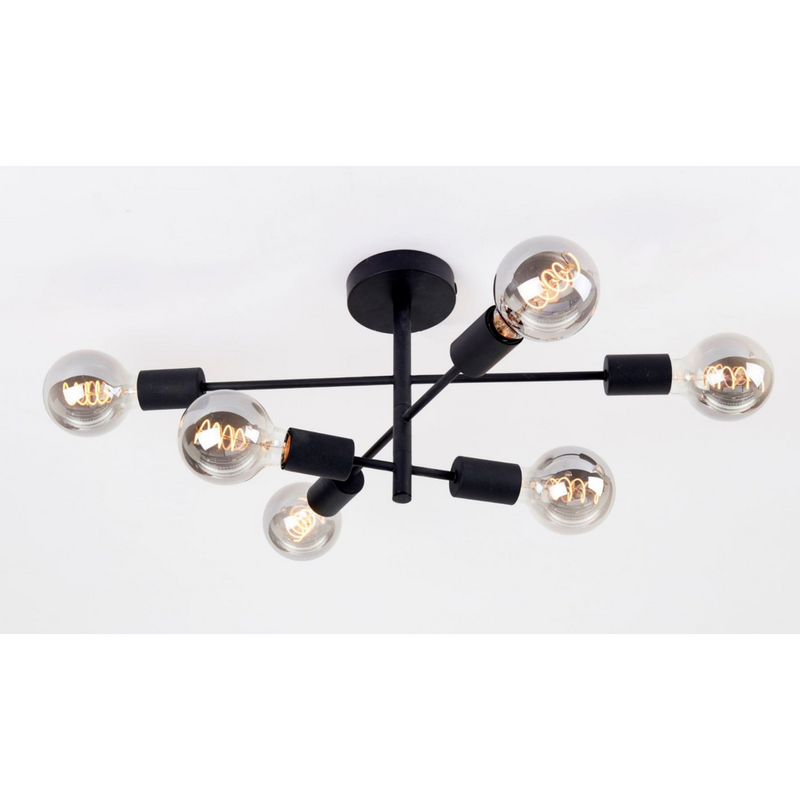 Cross taklampe 6 lys - Svart-Taklamper-Ms - belysning-9400305221-Lightup.no