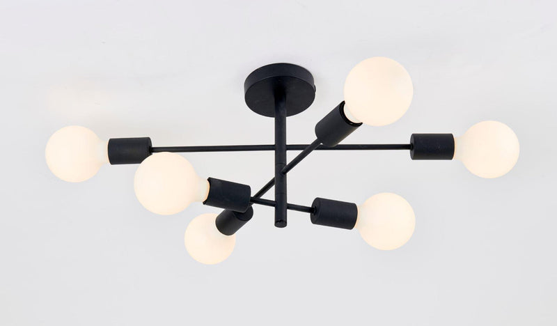 Cross taklampe 6 lys - Svart-Taklamper-Ms - belysning-9400305221-Lightup.no