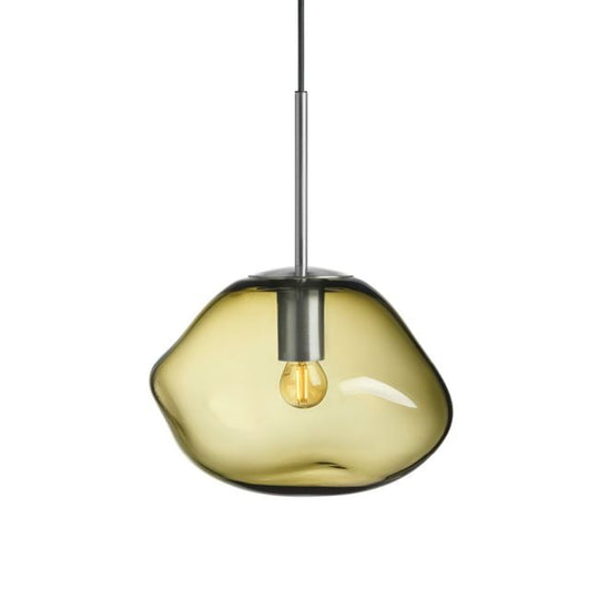 Crystal Stone Ø30 - Oliven / Stål-Takpendler-Hadeland Glassverk-Stål / Grønn-Hak__300-CS-1004-Stål-Lightup.no