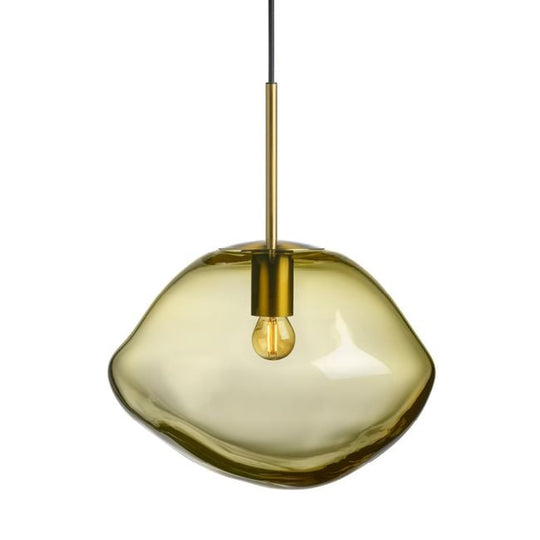 Crystal Stone Ø35 - Oliven / Messing-Takpendler-Hadeland Glassverk-Messing / Grønn-Hak__350-CS-1004-Messing-Lightup.no