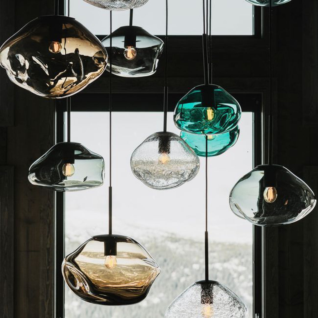 Crystal Stone Ø35 - Oliven / Messing-Takpendler-Hadeland Glassverk-Messing / Grønn-Hak__350-CS-1004-Messing-Lightup.no